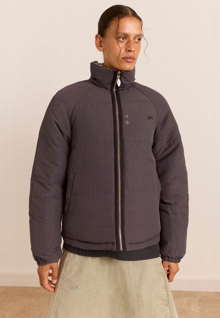 Damson Madder Reversible Opal Puffer Mixed Gingham