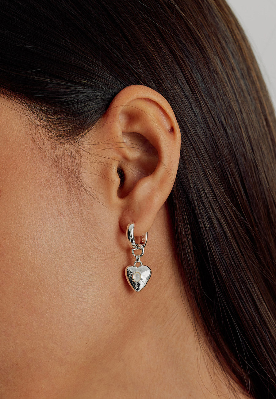 Brie Leon Pearl Locket Earrings Silver