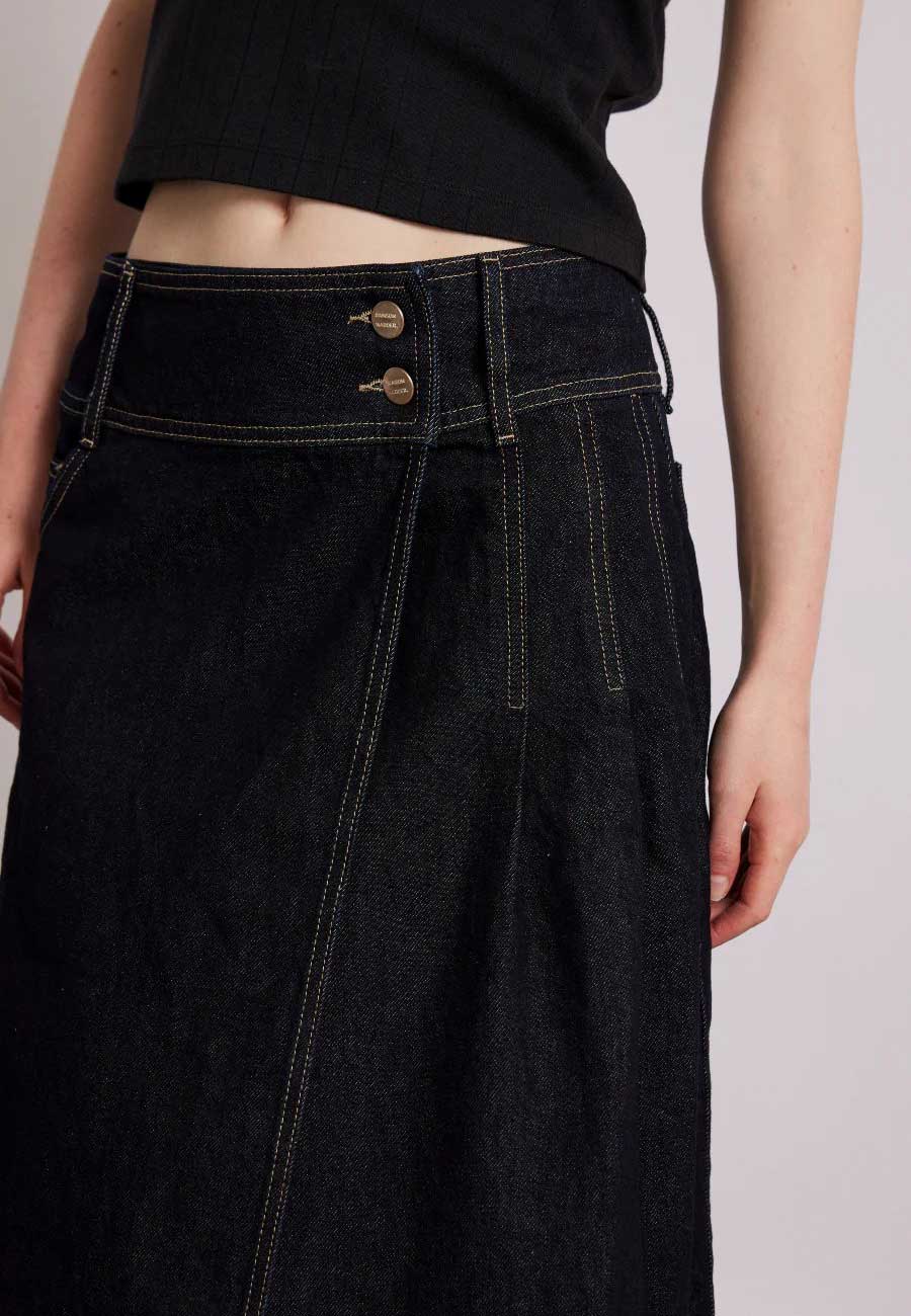 Damson Madder Raye Denim Skirt Dark Indigo