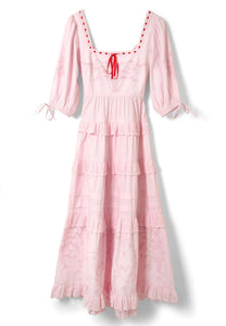 Damson Madder Rebecca Bow Back Dress Pink Broderie