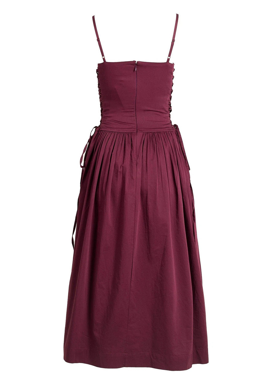 Damson Madder Angelina Cotton Satin Dress Fig