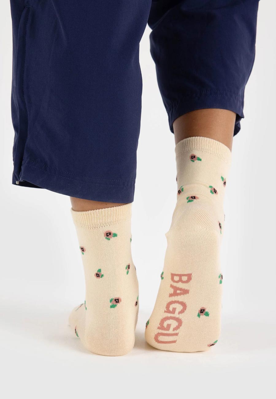 Baggu Crew Sock Cream Rosette