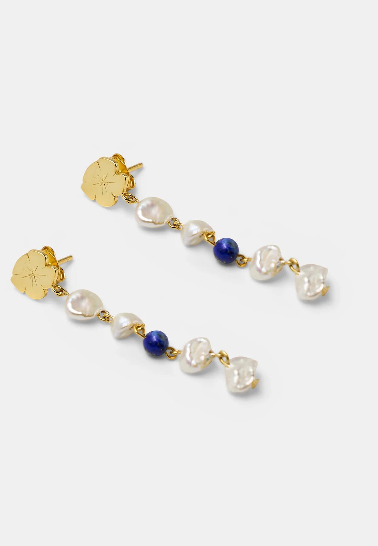 Marie Pearl Drop Earrings Gold