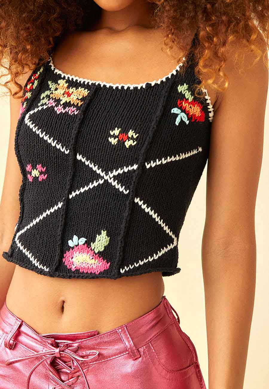 Tach Aida Hand Embroidered Knit Top