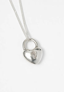Wolf Circus Heart Lock Charm Necklace Sterling Silver