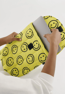 Baggu Puffy Laptop Sleeve Yellow Happy 13/14" - Uncommon