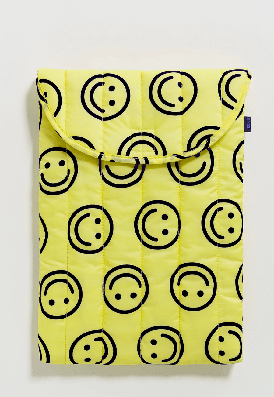 Baggu Puffy Laptop Sleeve Yellow Happy 16" - Uncommon