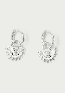 Brie Leon Solida Charm Earrings Clear Silver - Uncommon